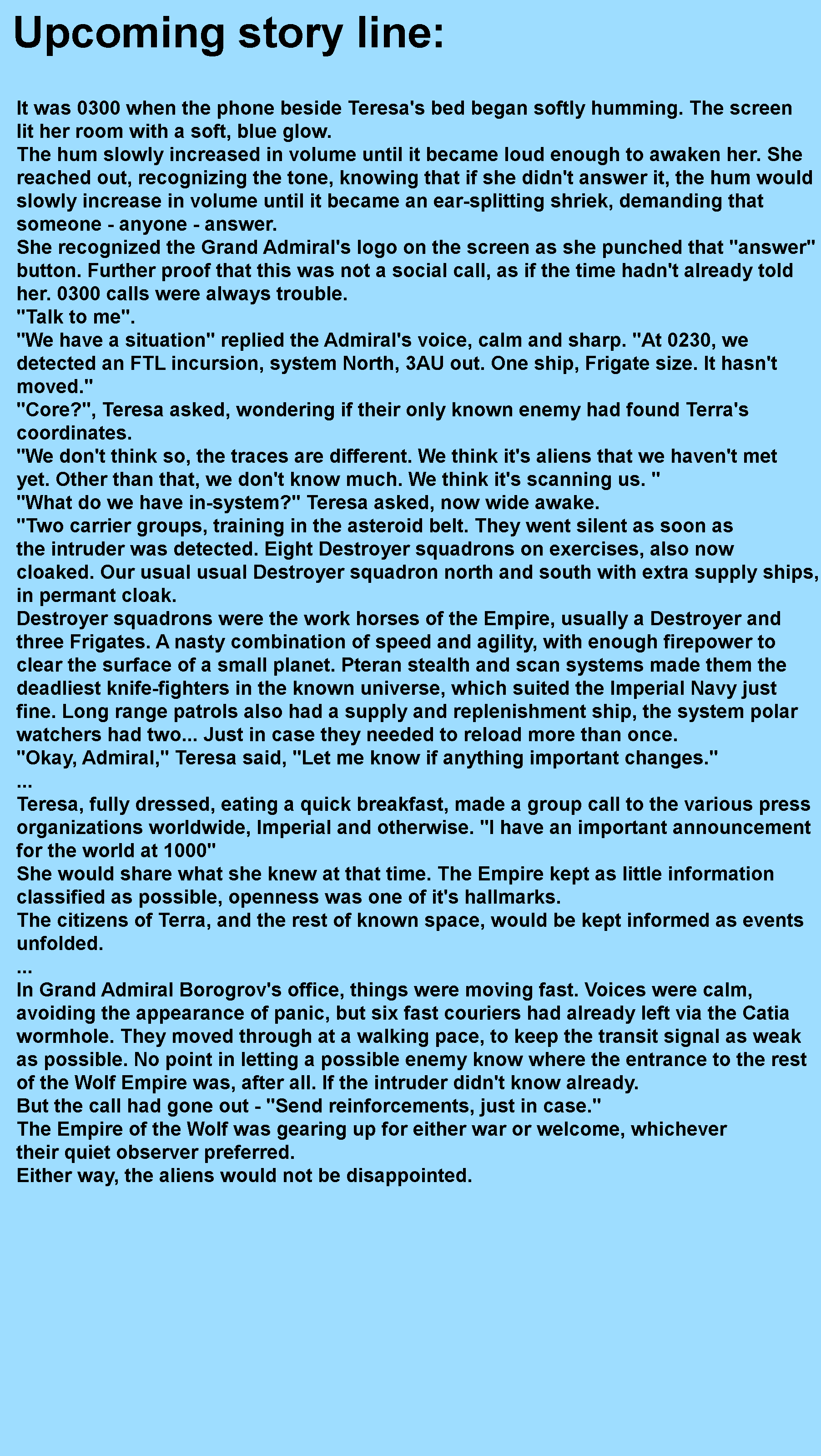 A look at a future story line.